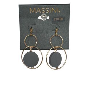Massini Gold Earrings with Grey Stone Accent - OS